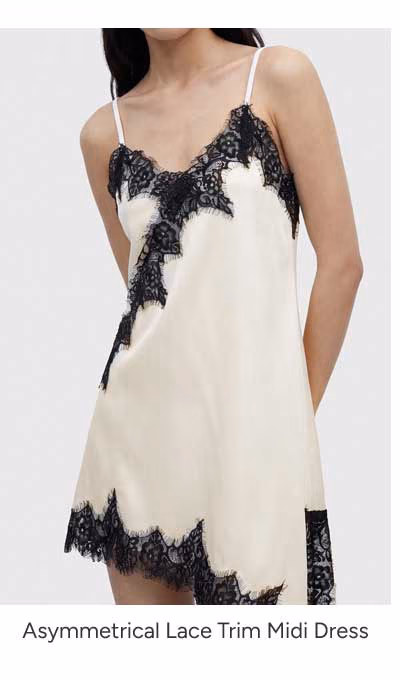 ShoeDazzle Asymmetrical Lace Trim Midi Dress