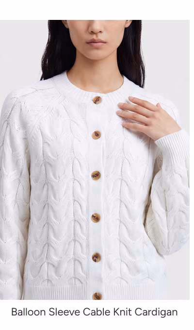 ShoeDazzle Balloon Sleeve Cable Knit Cardigan