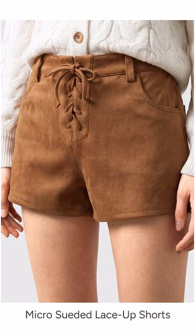 ShoeDazzle Micro Sueded Lace-Up Shorts