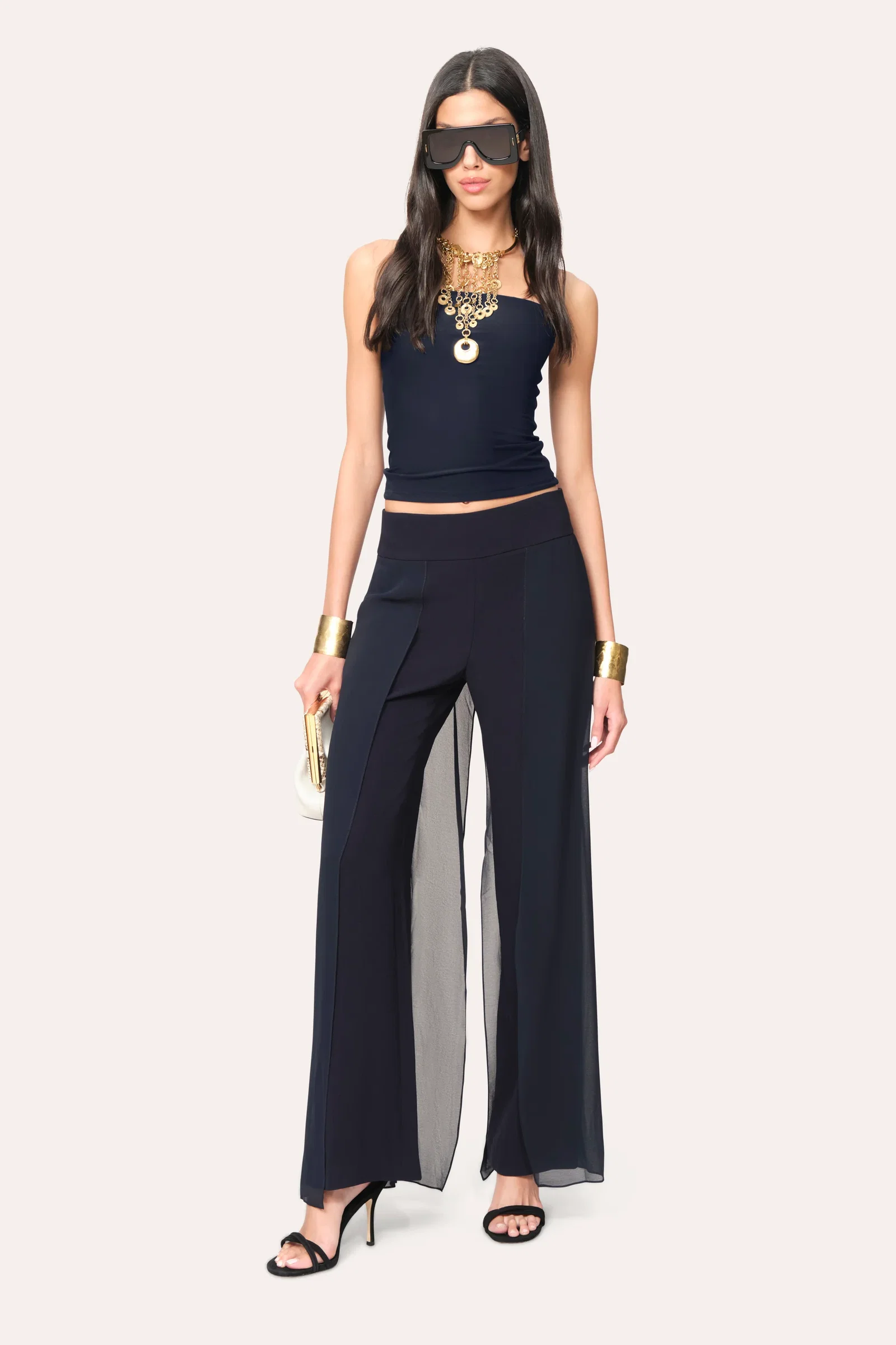 Image of Chiffon Panel Pant