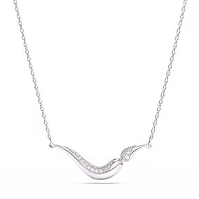 Collana Swarovski Classica, Taglio Round, Bianca, Argento Sterling