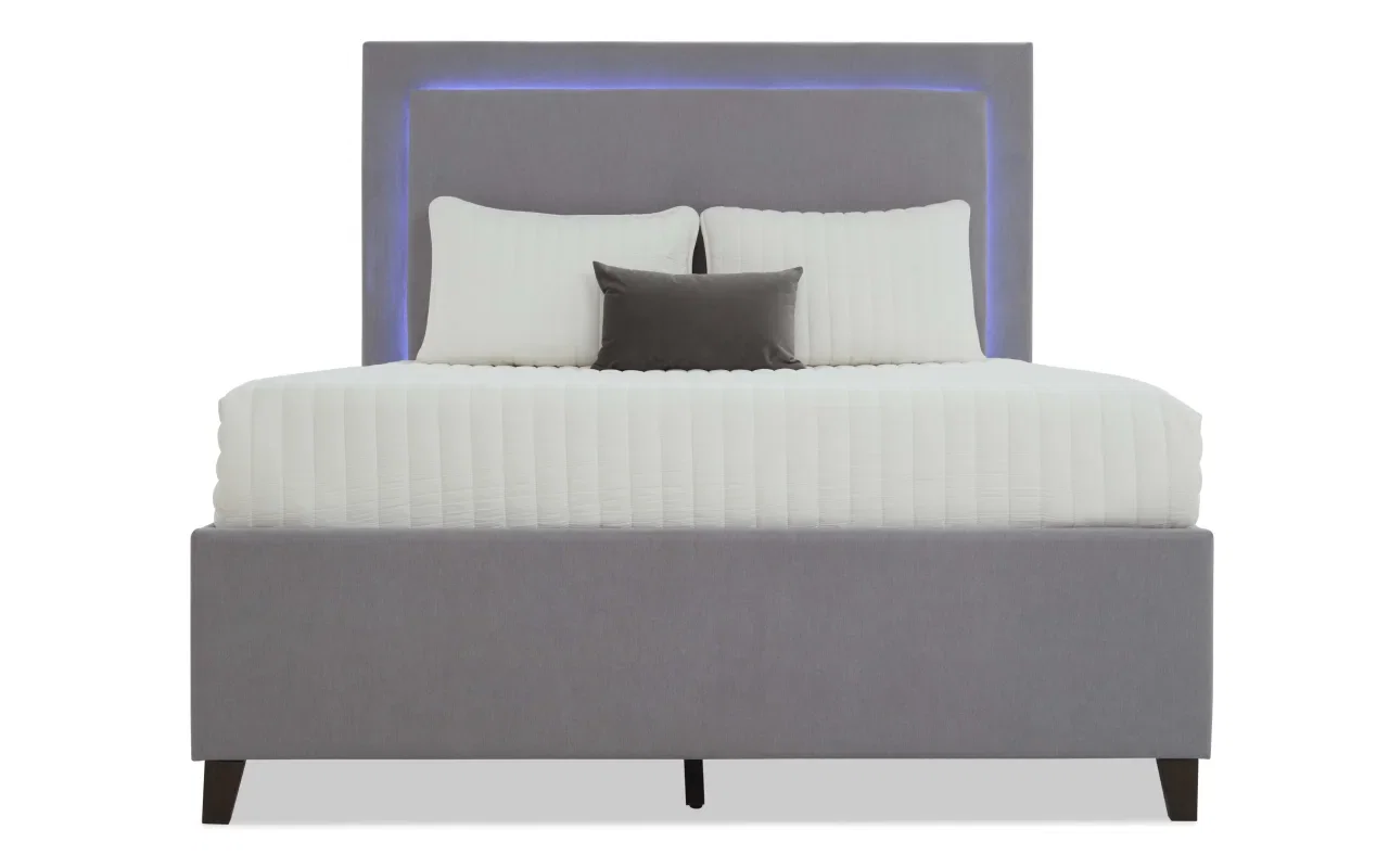 Performa King Gray Upholstered Storage Panel Bed