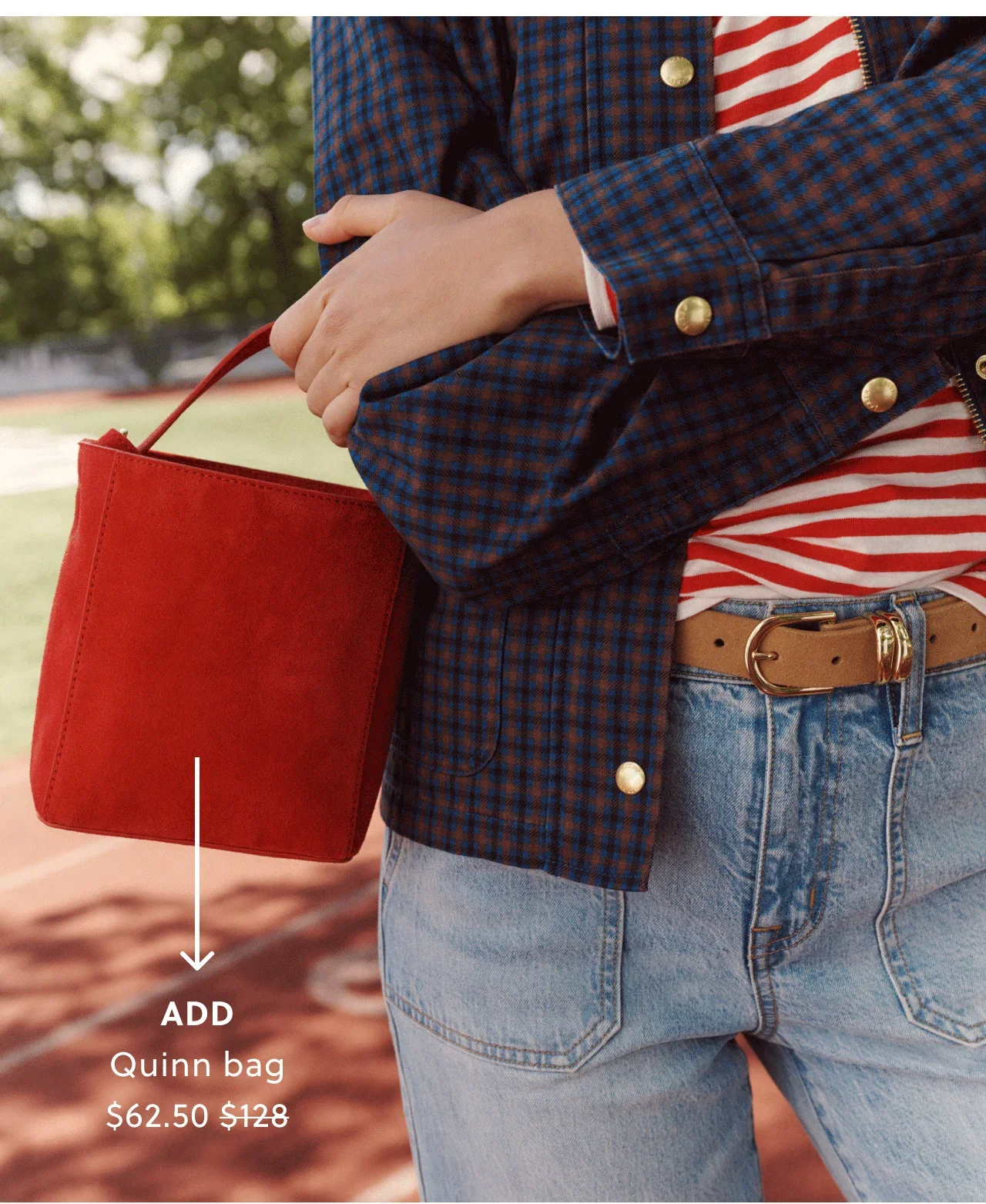 Add: Quinn bag. Now $62.50, was $128.