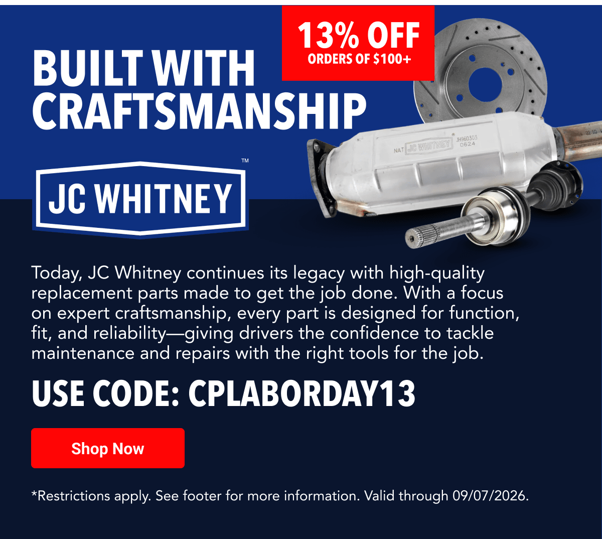 Built With Craftsmanship | Use Code: CPLABORDAY13