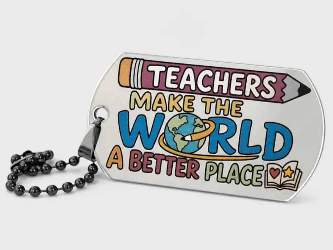 Teacher Dog Tag Keychain