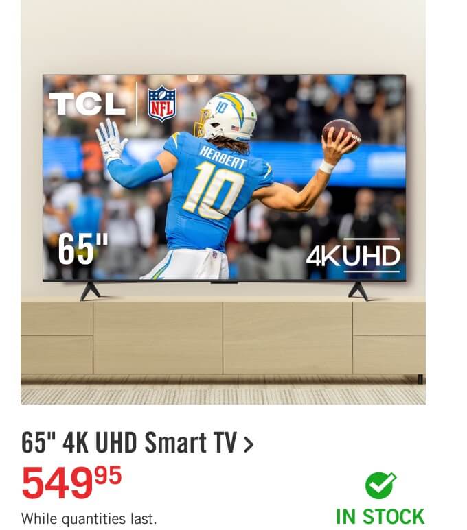 65" 4K UHD Smart TV.