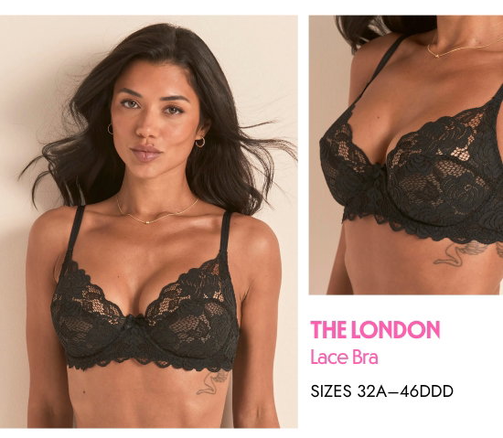 The London Lace Bra. SIZES 32A–46DDD