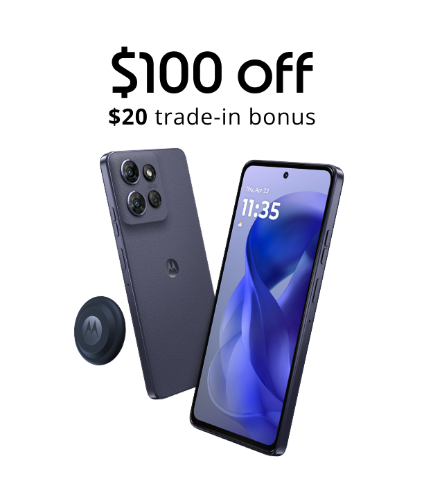 $100 off moto g power - 2025 - $20 trade-in bonus- and FREE moto tag 1-pack ($29.99 value)