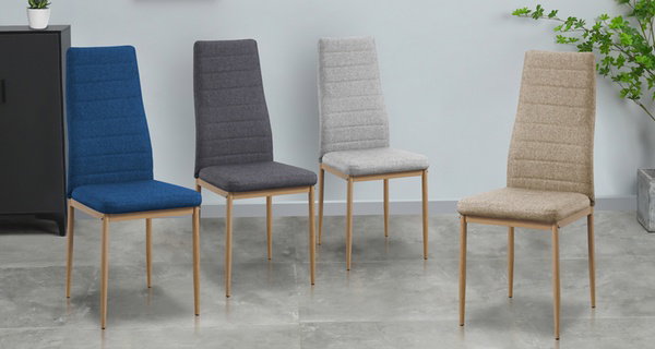 Chaise moderne, assise en tissu, pieds métalliques de Sampur