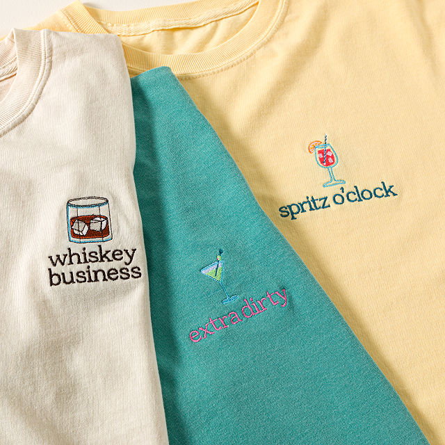 Happy Hour Embroidered Tee