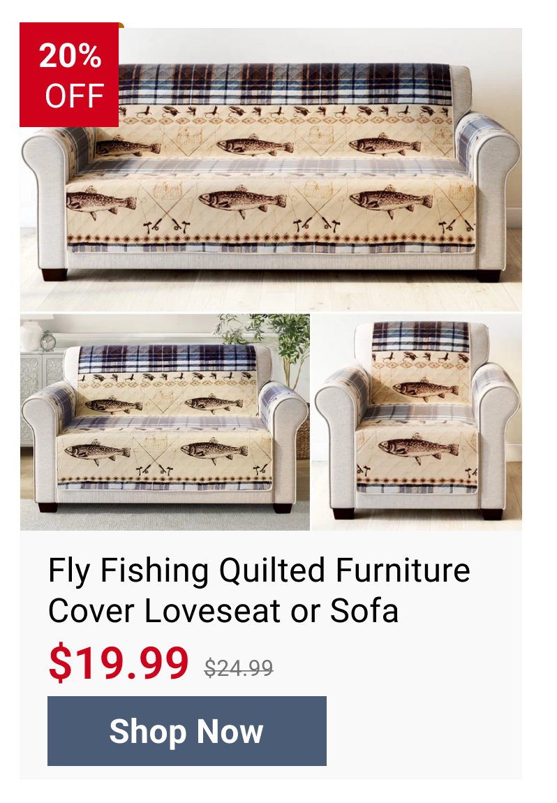 Fly Fishing Quilted Furniture Cover Loveseat or Sofa