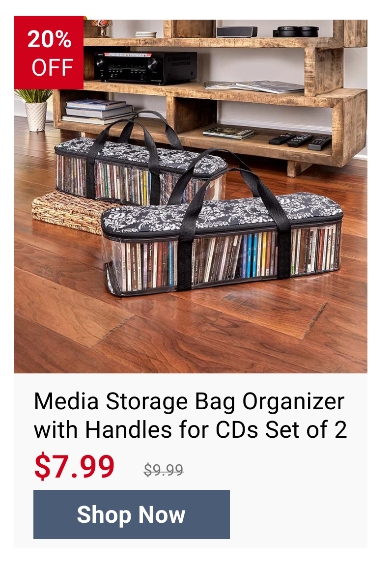 Media Storage Bag Organizer with Handles for CDs Set of 2