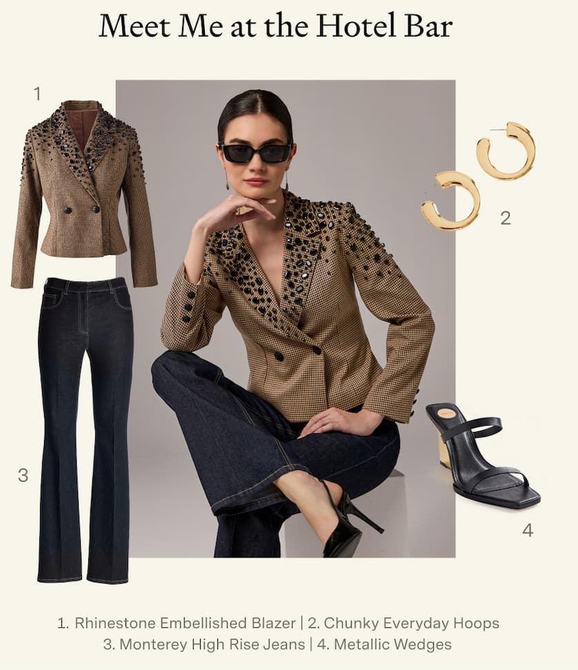 Meet and Greet Blazer with Rhinestone Embellishment
