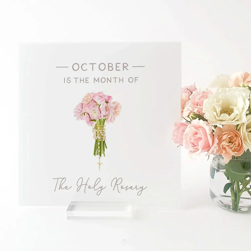 12 Catholic Monthly Devotion Prints & Acrylic Stand