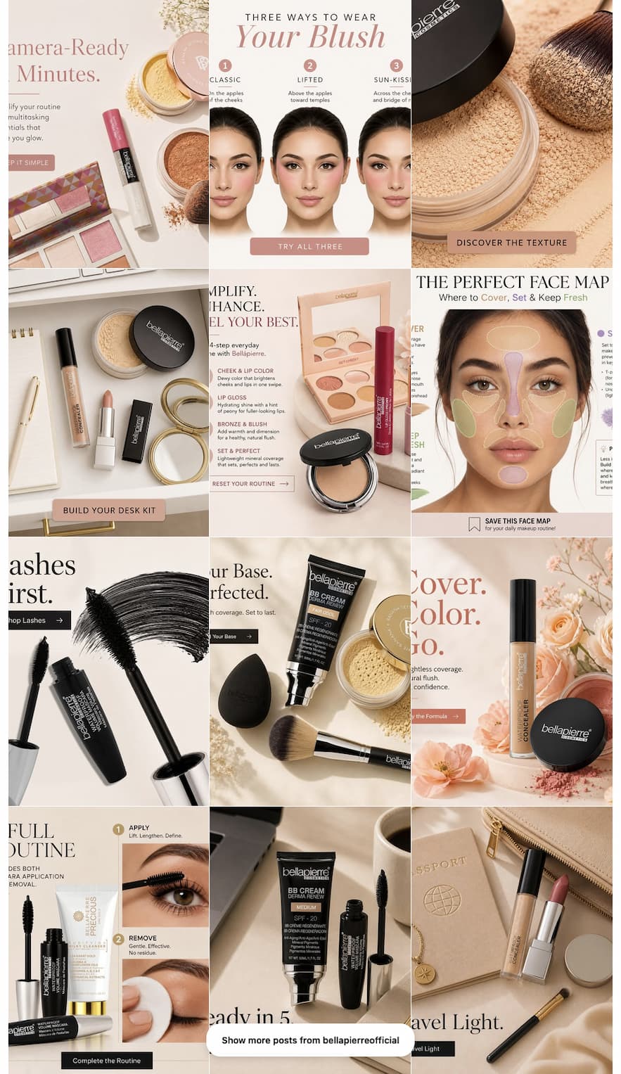 an image of a collage of makeup products and a woman