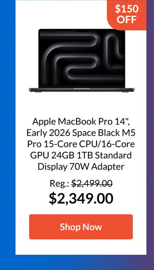 Apple MacBook Pro 14inches, Early 2026 Space Black M5 Pro 15-Core CPU/16-Core GPU 24GB 1TB Standard Display 70W Adapter