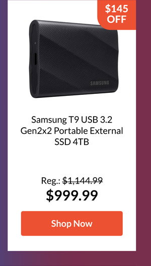 Samsung T9 USB 3.2 Gen2x2 Portable External SSD 4TB