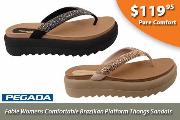 Pegada Fable Womens Comfortable Brazilian Platform Thongs Sandals