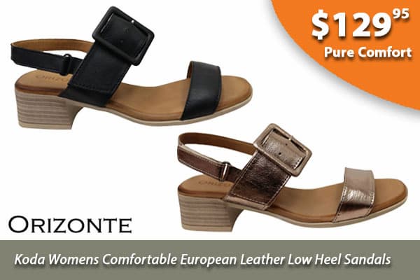 Orizonte Koda Womens Comfortable European Leather Low Heel Sandals