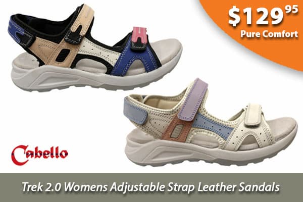 Cabello Comfort Trek 2.0 Womens Adjustable Strap Leather Sandals