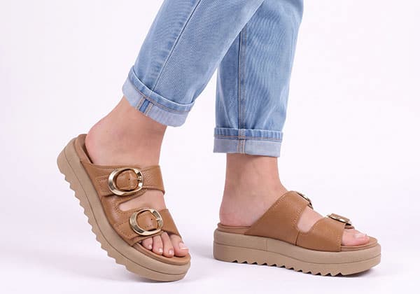 Pegada Ophelia Womens Comfort Brazilian Platform Leather Slide Sandals