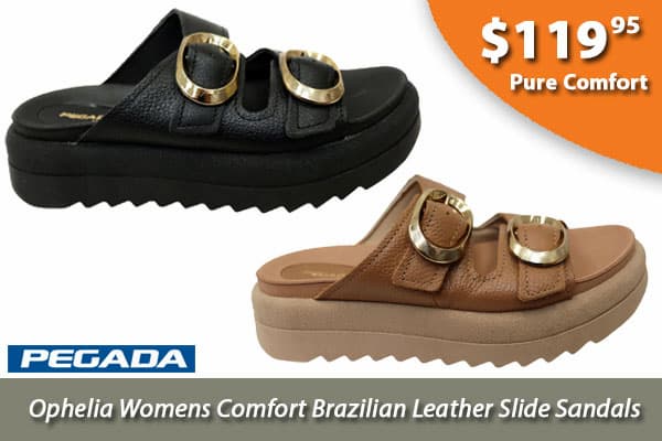 Pegada Ophelia Womens Comfort Brazilian Platform Leather Slide Sandals