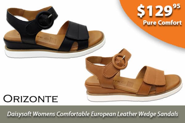 Orizonte Daisysoft Womens Comfortable European Leather Wedge Sandals