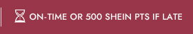 ON-TIME OR 500 SHEIN PTS IF LATE