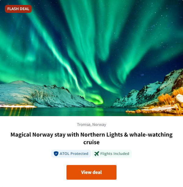 Magical Norway stay with Northern Lights & whale-watching cruise