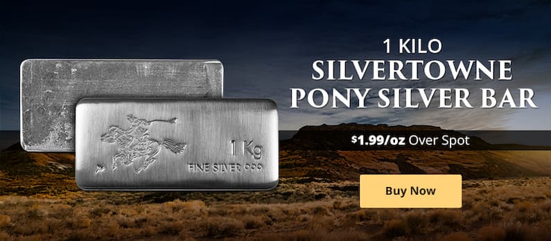 ON SALE: 1 Kilo SilverTowne Pony Silver Bar (New)