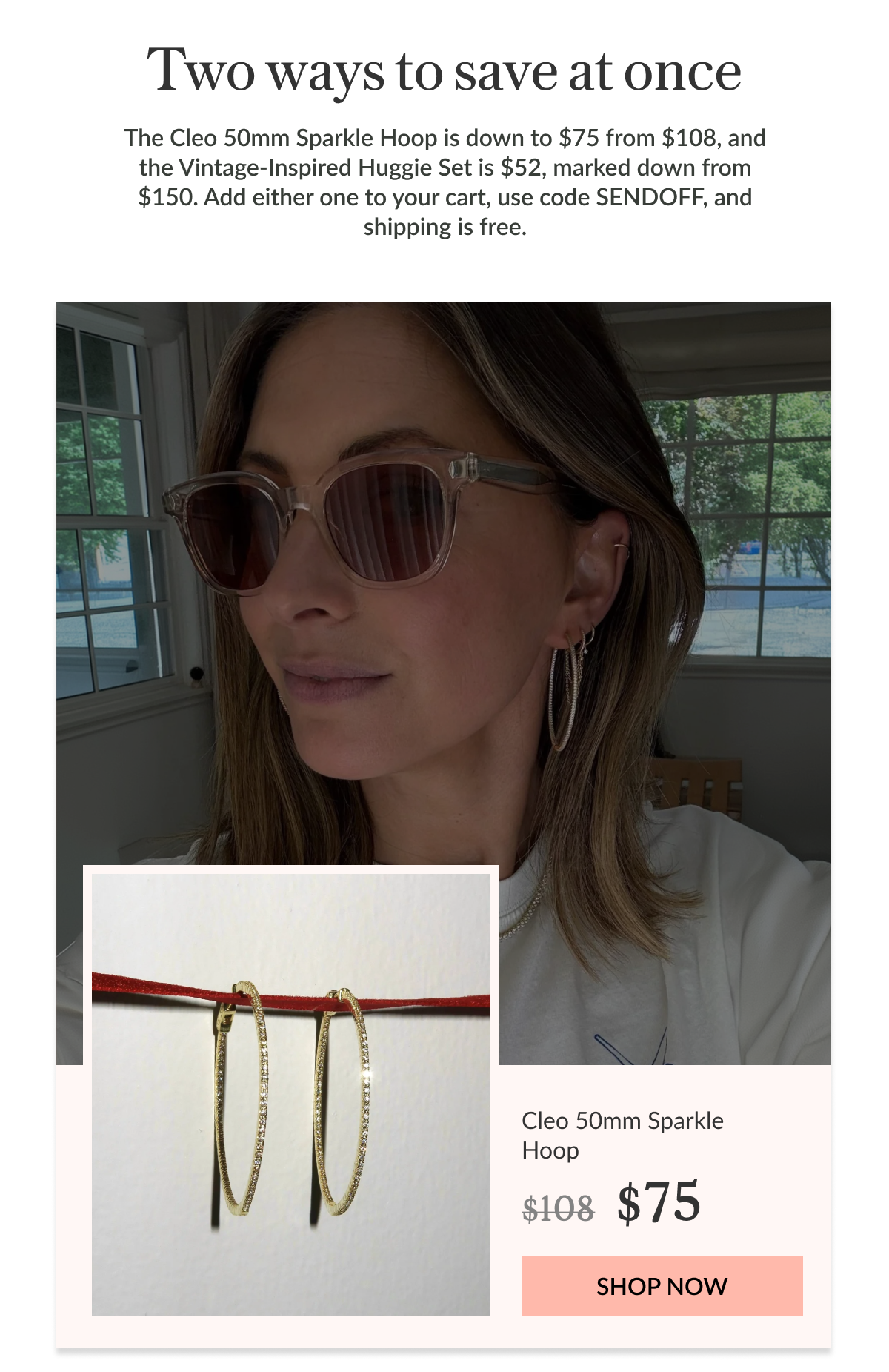 cleo 50mm sparkle hoop