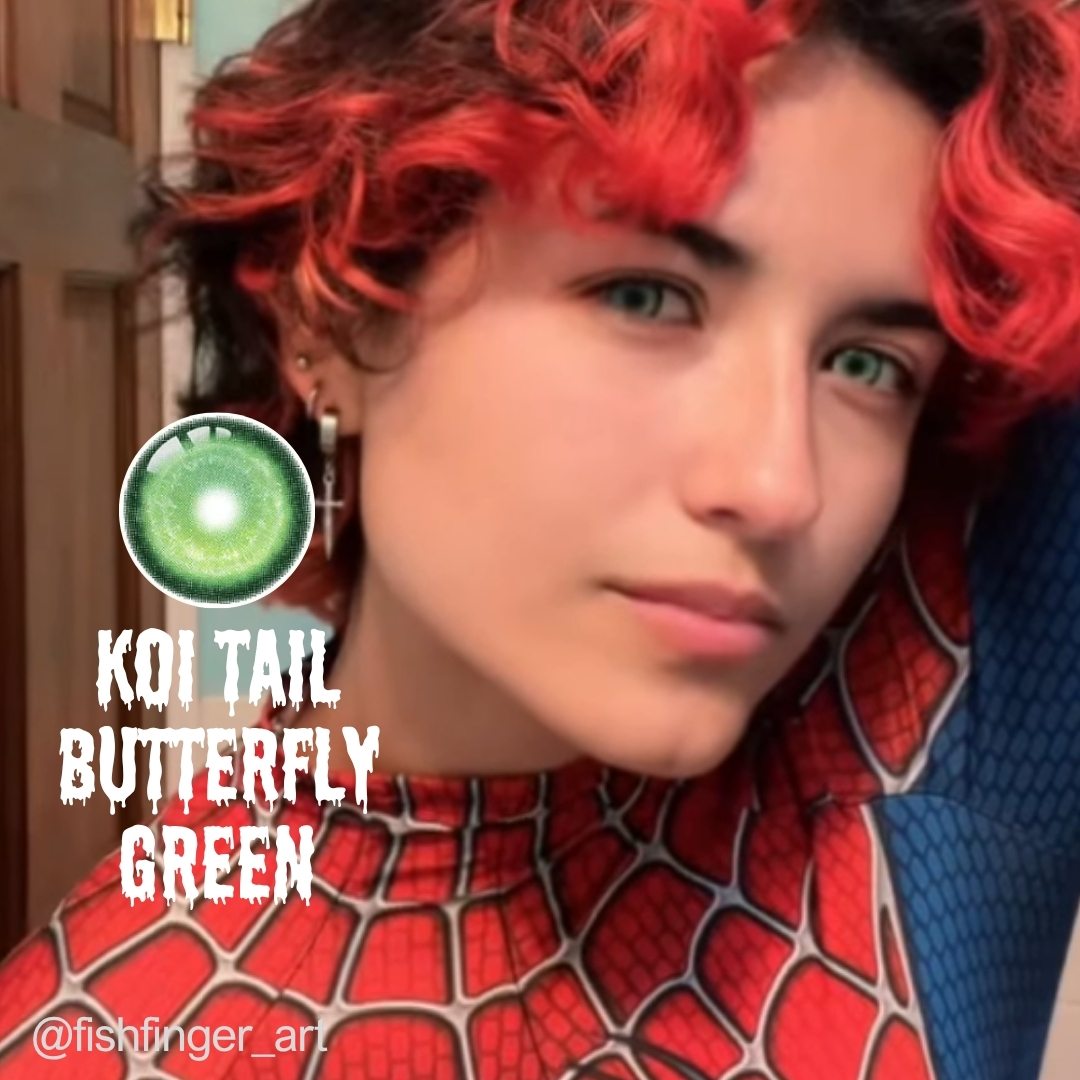 Koi Tail Butterfly Green Prescription Yearly Contact Lenses