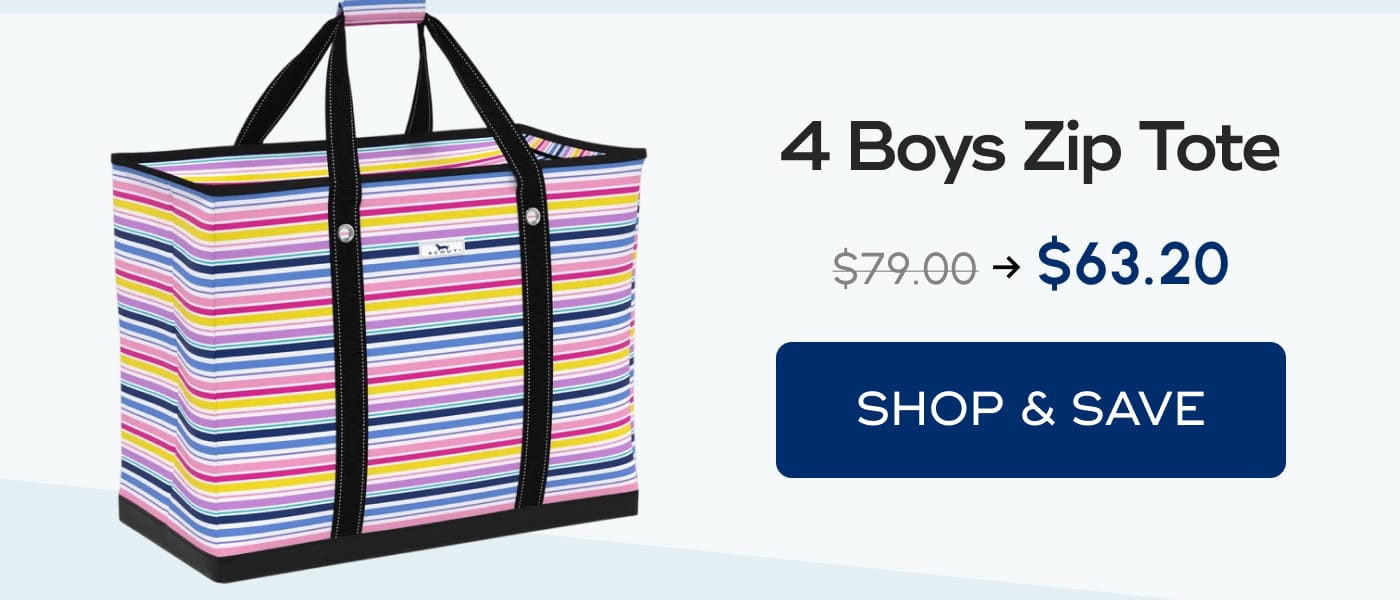 4 Boys Zip Tote. $79.00 -> $63.20. SHOP & SAVE