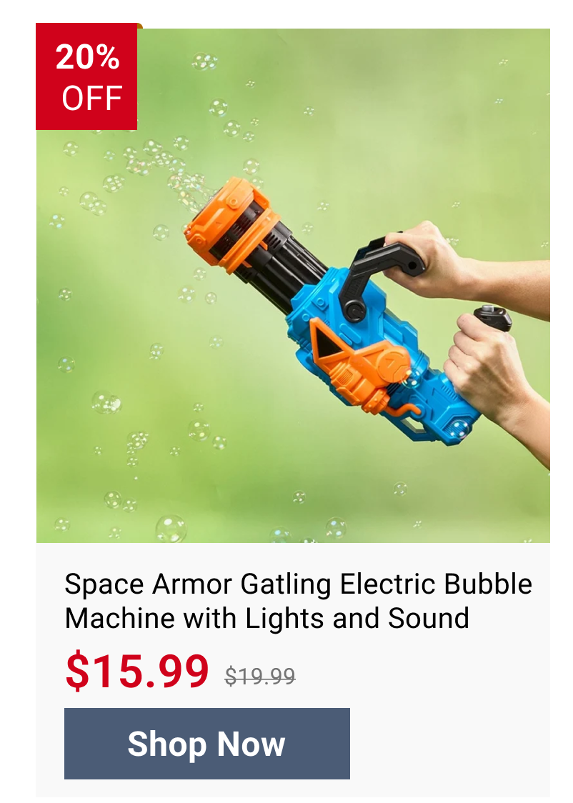Space Armor Gatling Electric Bubble Machine with Lights and Sound