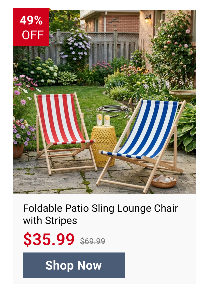 Foldable Patio Sling Lounge Chair with Stripes
