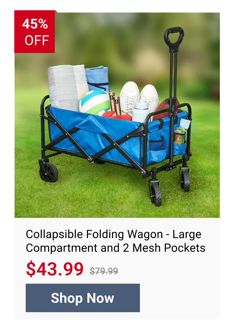 Collapsible Folding Wagon - Large Compartment and 2 Mesh Pockets - Default Title