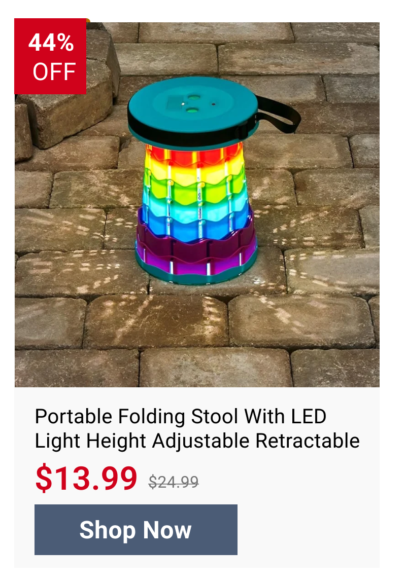 Portable Folding Stool With LED Light Height Adjustable Retractable - Default Title