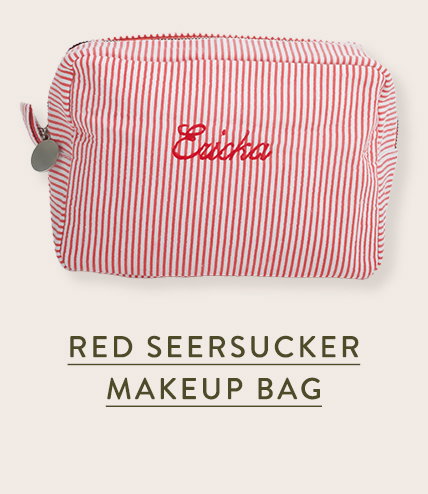 Red Seersucker Makeup Bag 