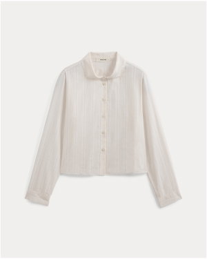 Image | Textured Mini Collar Shirt | Bone