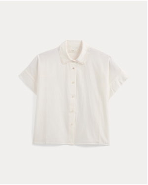 Image | Scalloped-Collar Square Shirt | Bone