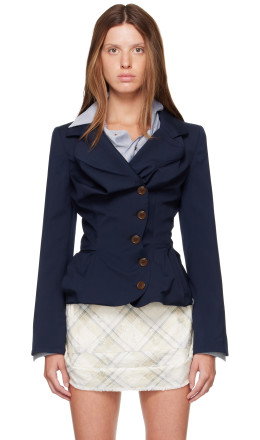 Navy Drunken Tailored Blazer - Vivienne Westwood