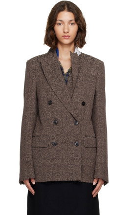 Brown Jacquard Blazer - Dries Van Noten