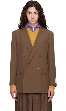 Taupe Wool Blend Suit Blazer - MM6 Maison Margiela