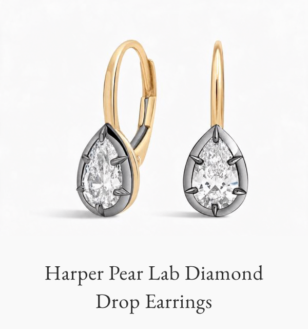 Harper Pear Lab Diamond Drop Earrings