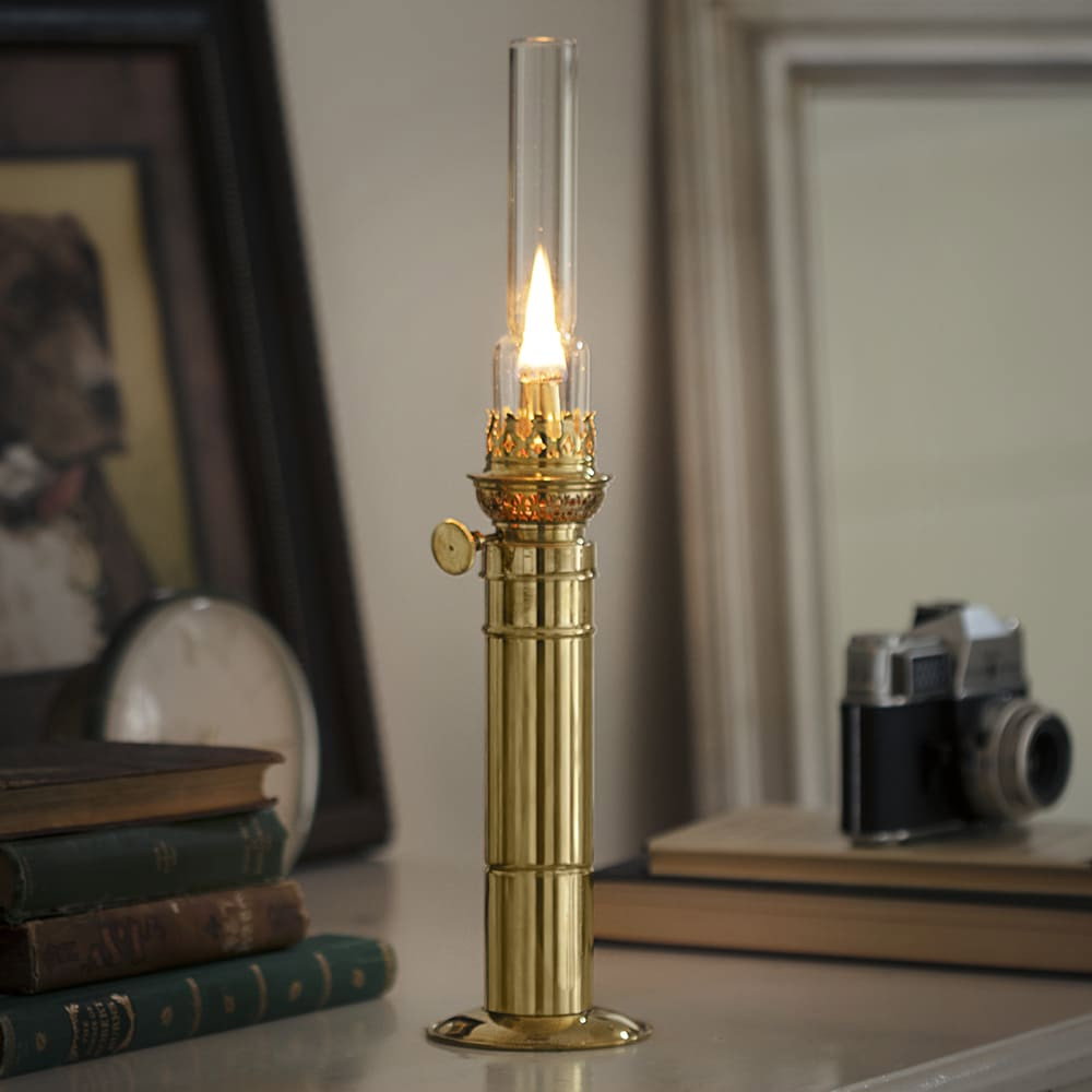 Image of Brass Column Oil Lamp