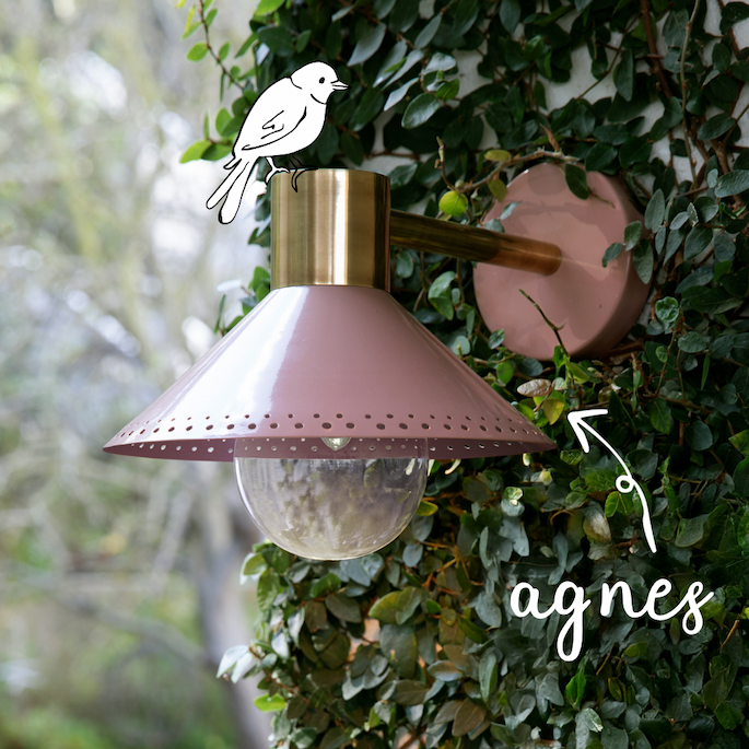 agnes exterior wall sconce in blush by the novogratz 