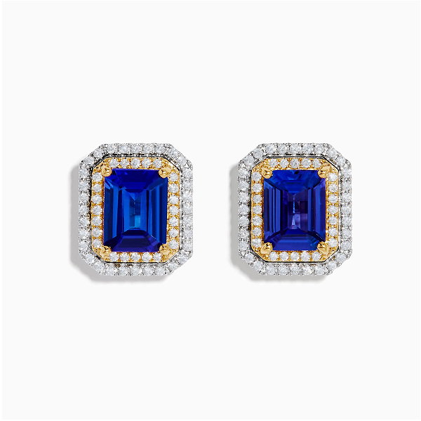 Nahla Siri 14K Two Tone Gold Tanzanite and Diamond Earrings