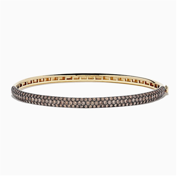 14K Yellow Gold Espresso Diamond Pave Bangle, 3.12 TCW