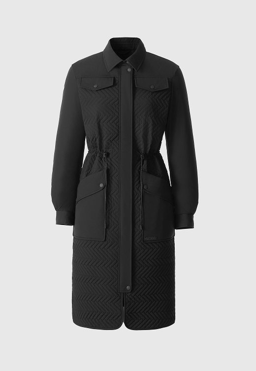 NAOLIN Long Down Coat with Chevron Quilt