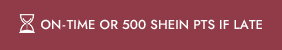 ON-TIME OR 500 SHEIN PTS IF LATE